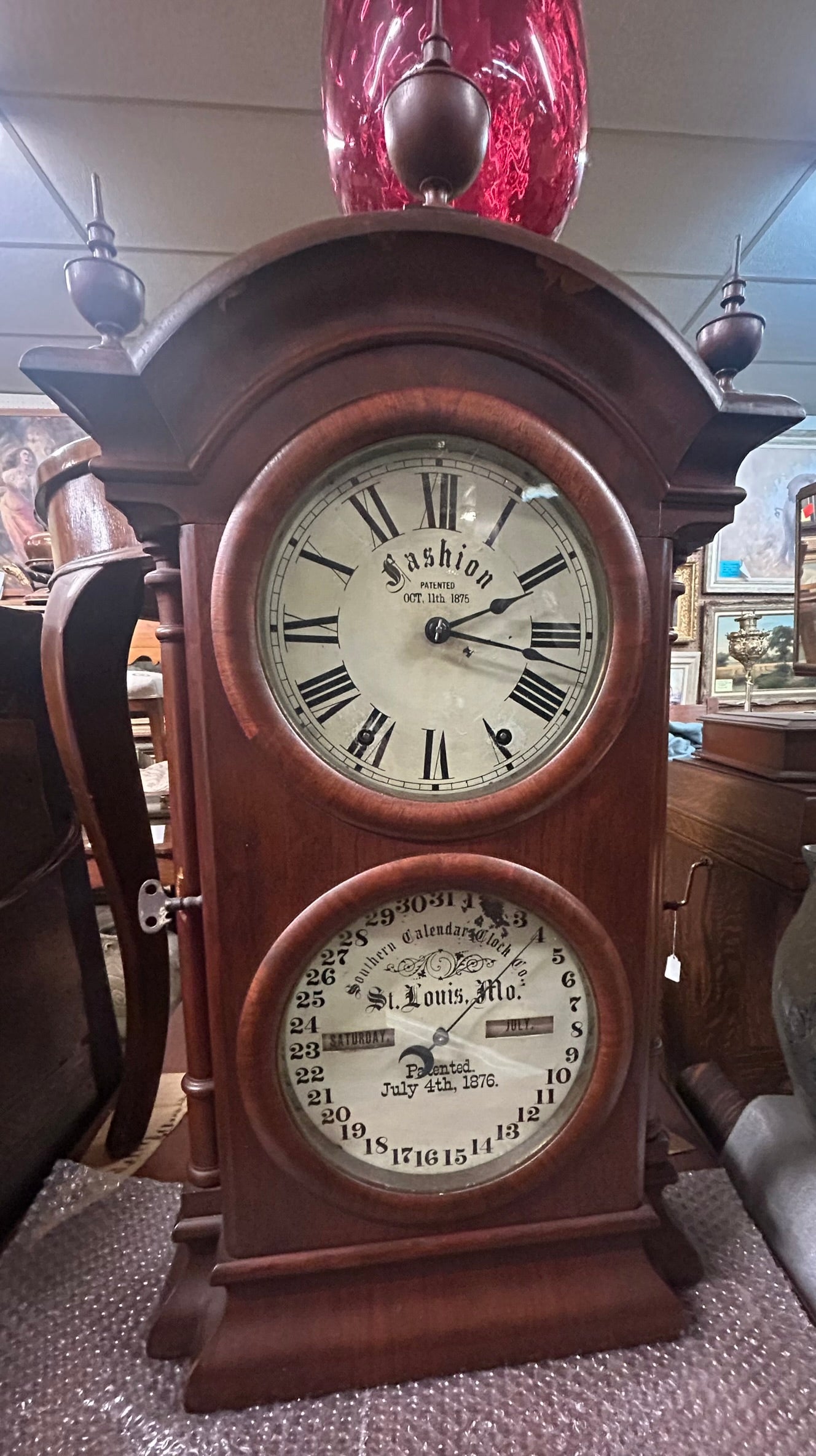 FASHION ANTIQUE CALENDAR CLOCK 1875 & 1876 SOUTHERN CALENDAR CO.