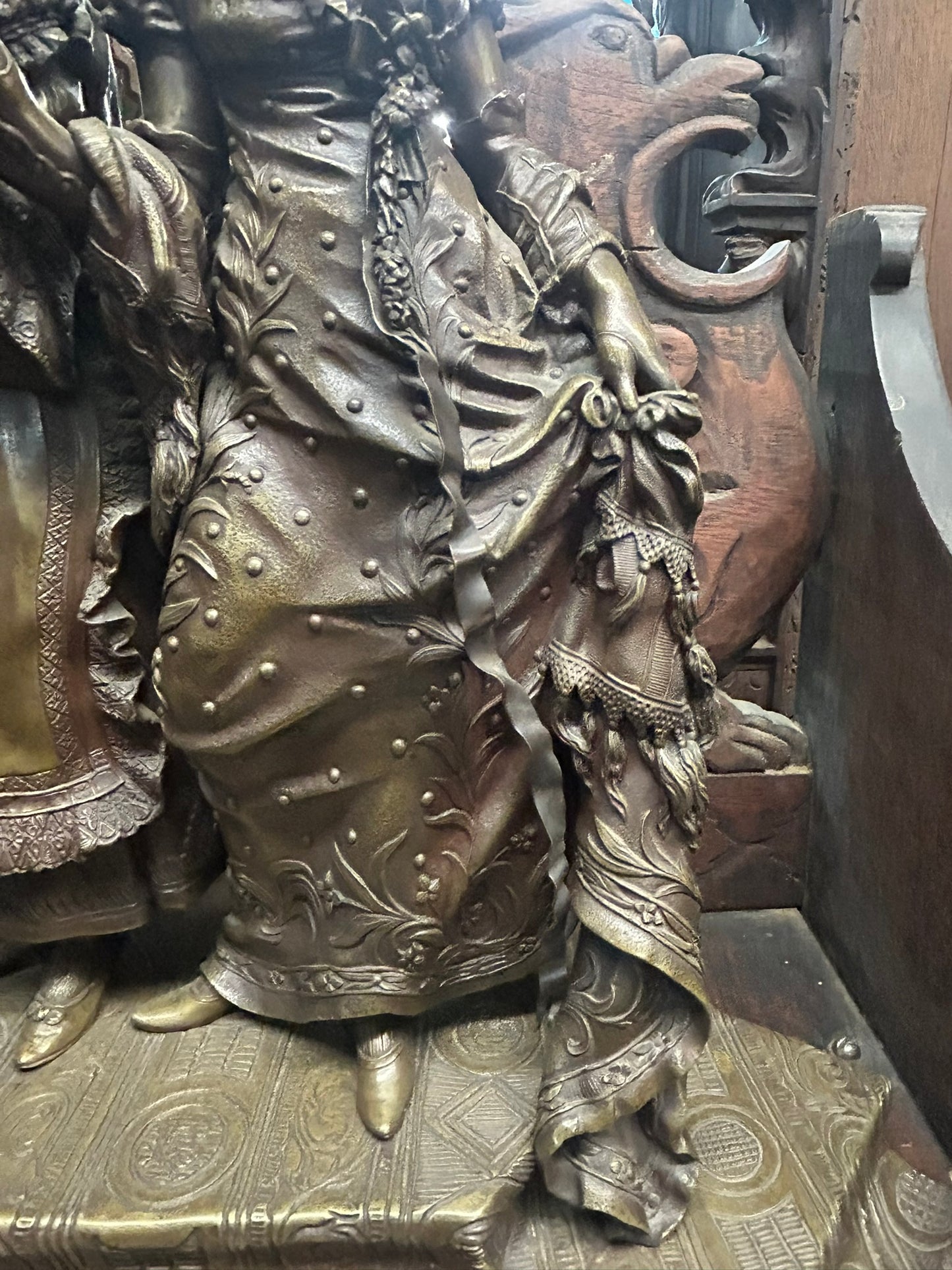 ANTIQUE BRONZE STATUE OF TWO WOMEN BY ANTONIO PANDIANI 1838-1928