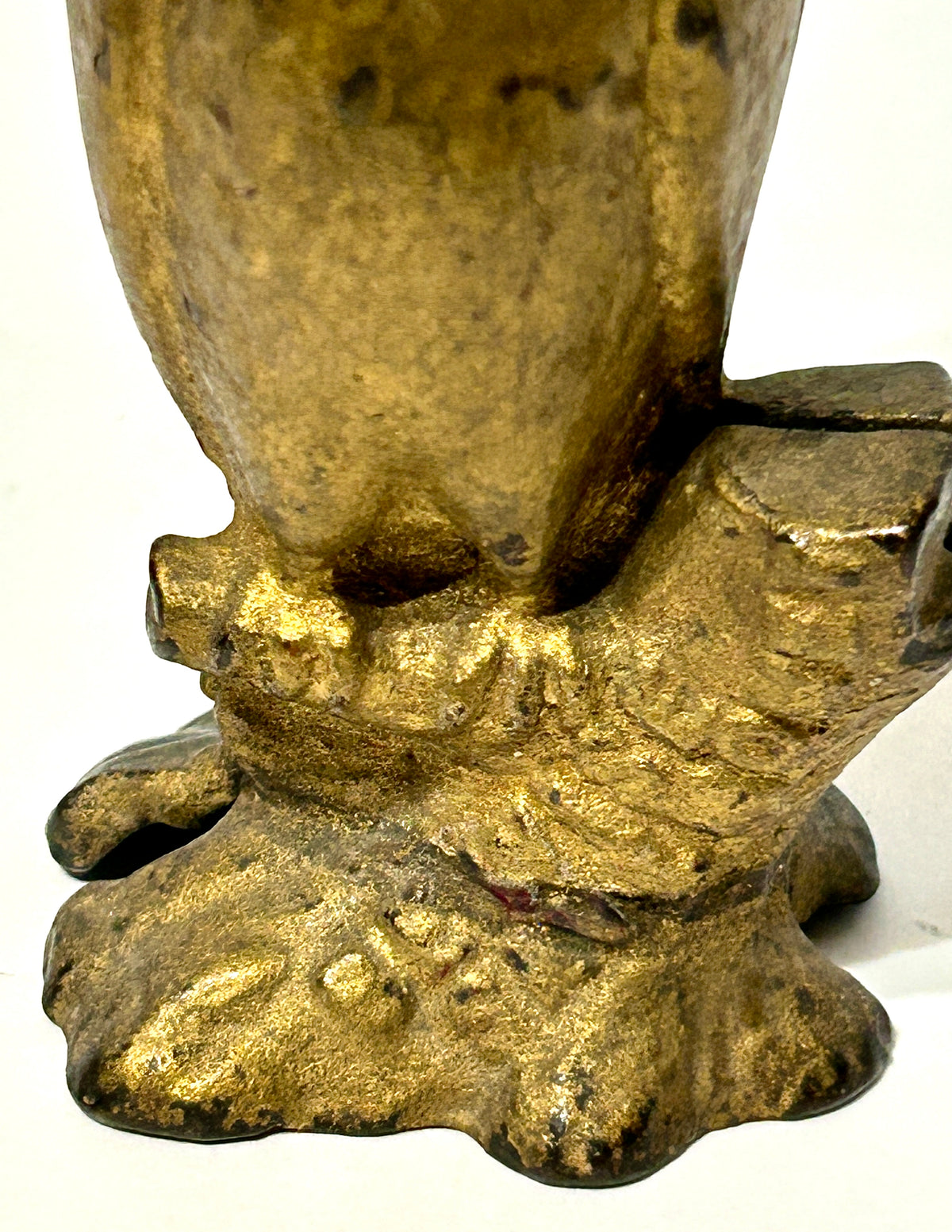 ANTIQUE CAST IRON OWL COIN BANK "BE WISE SAVE MONEY"