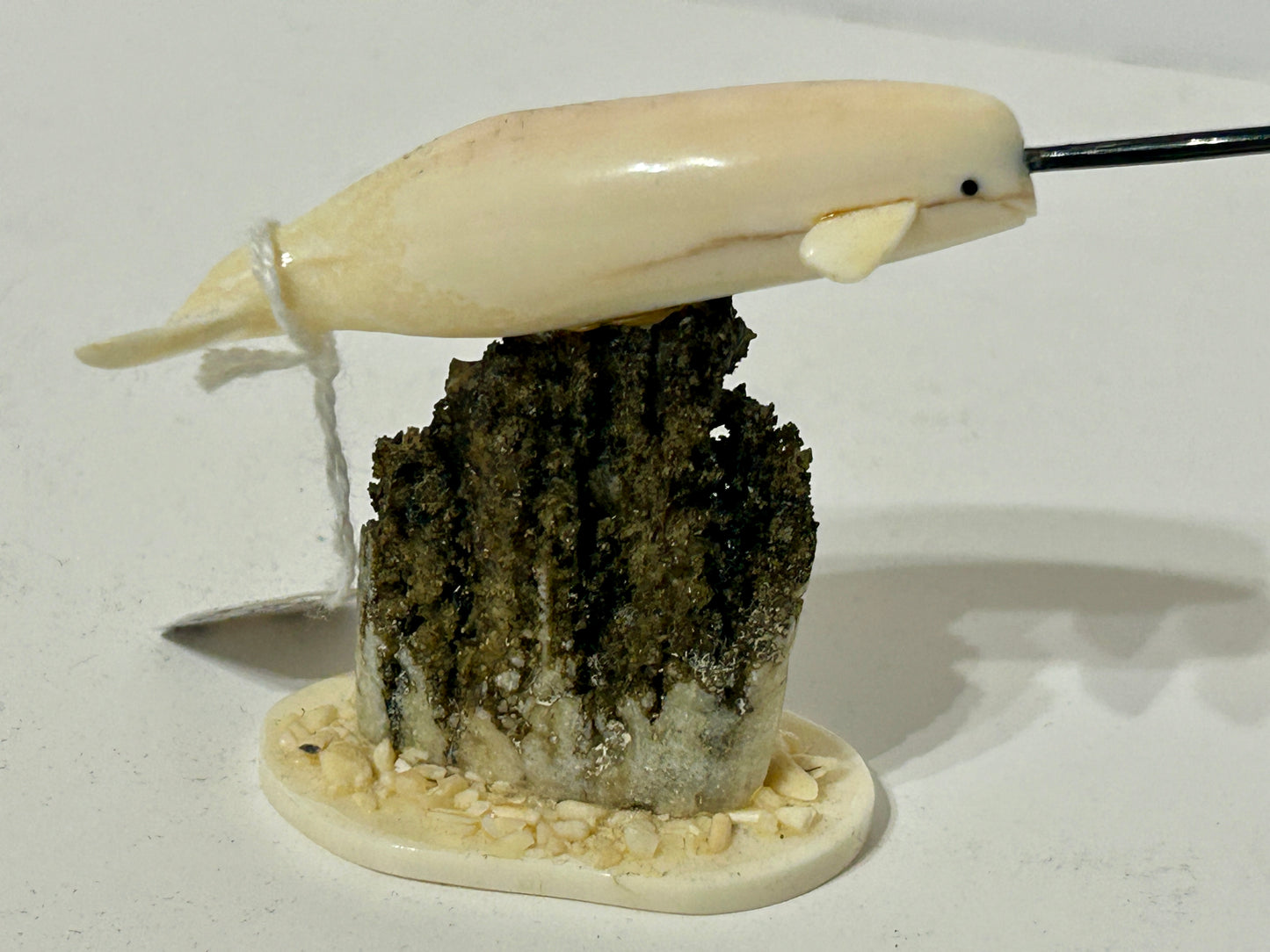 WALRUS IVORY CARVING OF NARWHAL WHALE