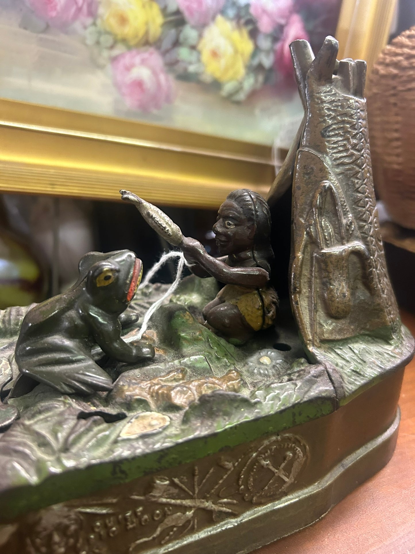 CHIEF BIG MOON ANTIQUE MECHANICAL BANK