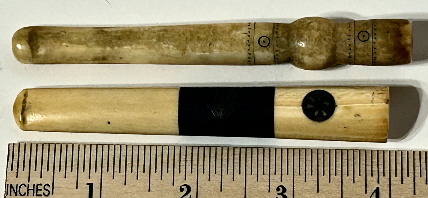 WALRUS IVORY PAIR OF CIGARETTE HOLDERS