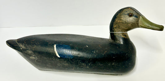 DUCK DECOY BY SKIP BARTO, ILLINOIS DECOY CARVER BLACK DUCK DECOY