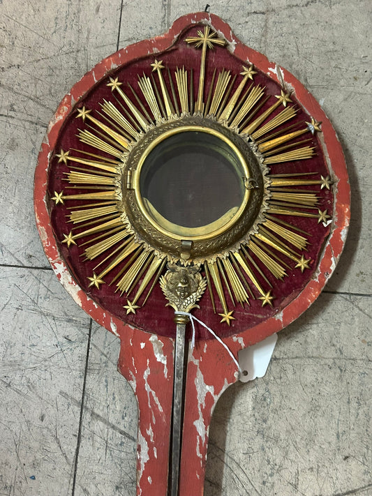 ANTIQUE CATHOLIC MONSTRANCE GILT HOLDER WITH CASE