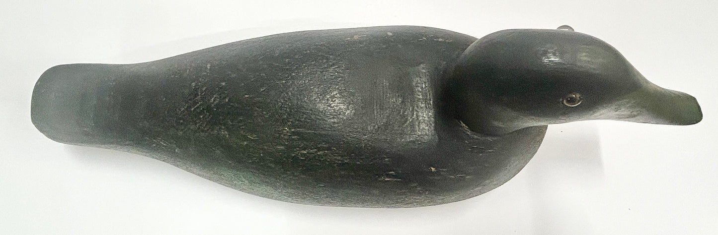 DUCK DECOY CARVED WOODEN ANTIQUE BLACK DUCK