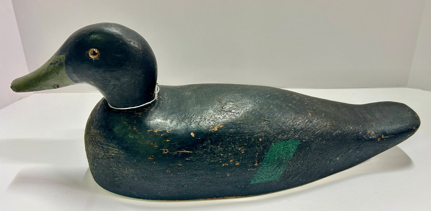 DUCK DECOY CARVED WOODEN ANTIQUE BLACK DUCK