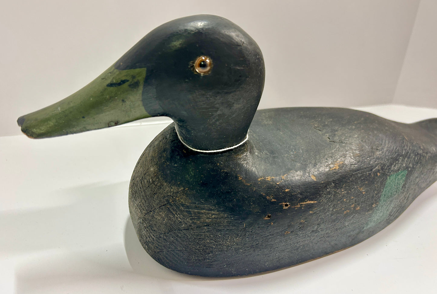 DUCK DECOY CARVED WOODEN ANTIQUE BLACK DUCK