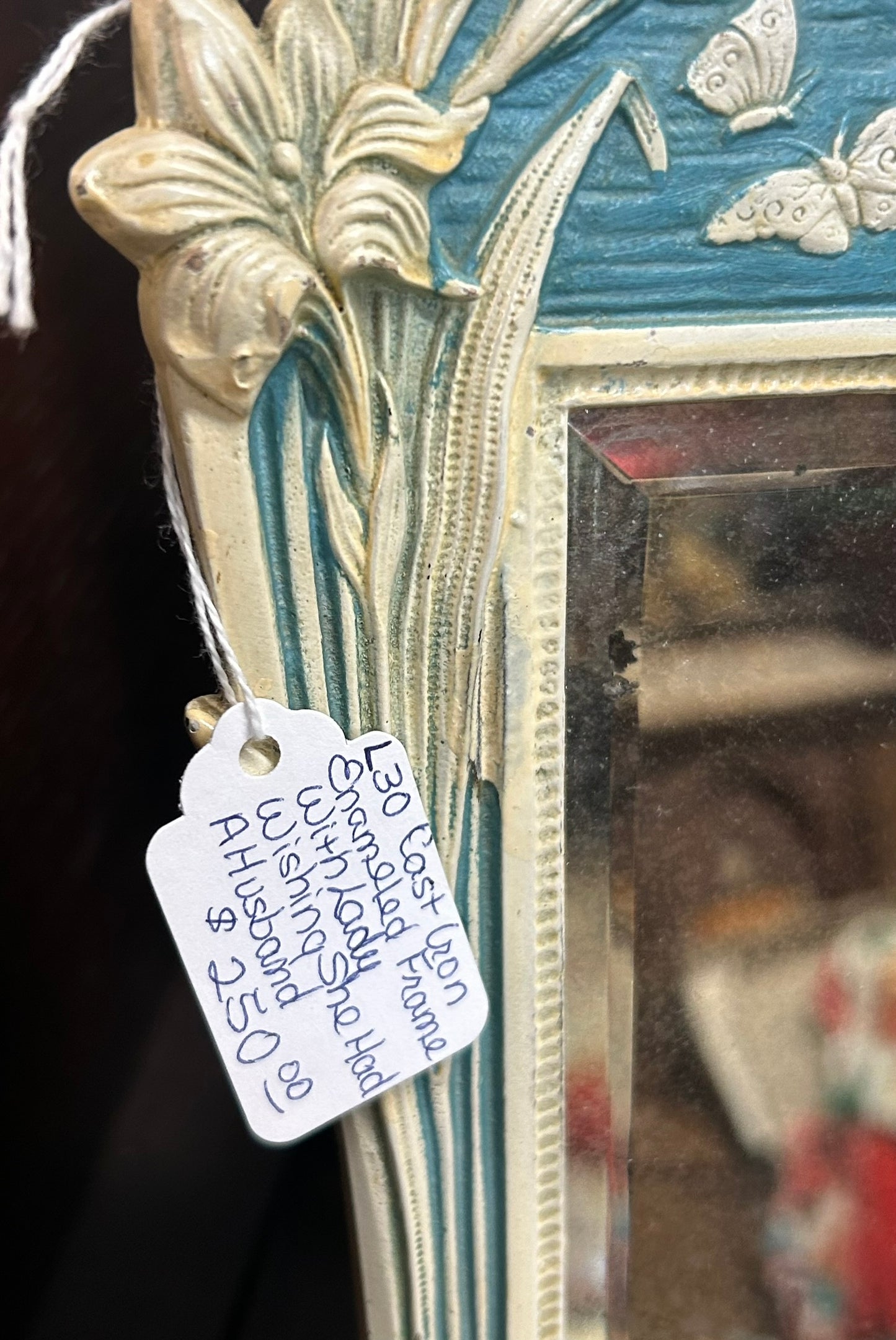 FIGURAL IRON FRAME DRESSER ANTIQUE MIRROR