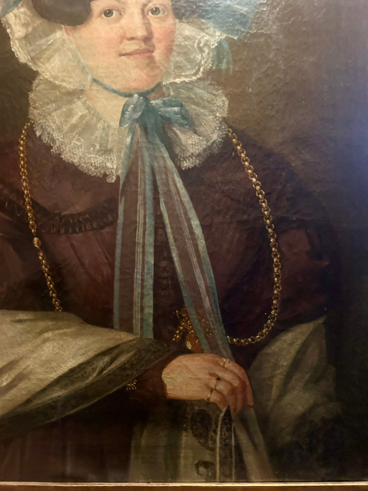 1800's PORTRAIT OF WOMAN WITH CHAIN