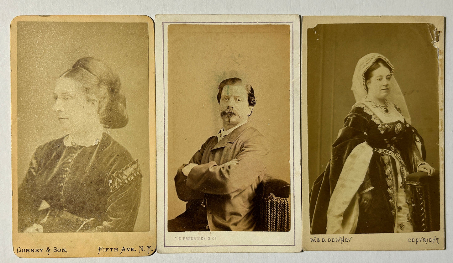 ANTIQUE CDV PHOTOGRAPHS GROUP OF FAMOUS ACTORS & ACTRESSES, ETC.