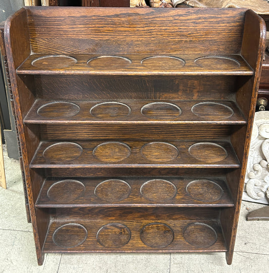 BARBER SHAVING MUG WALL RACK OF OAK