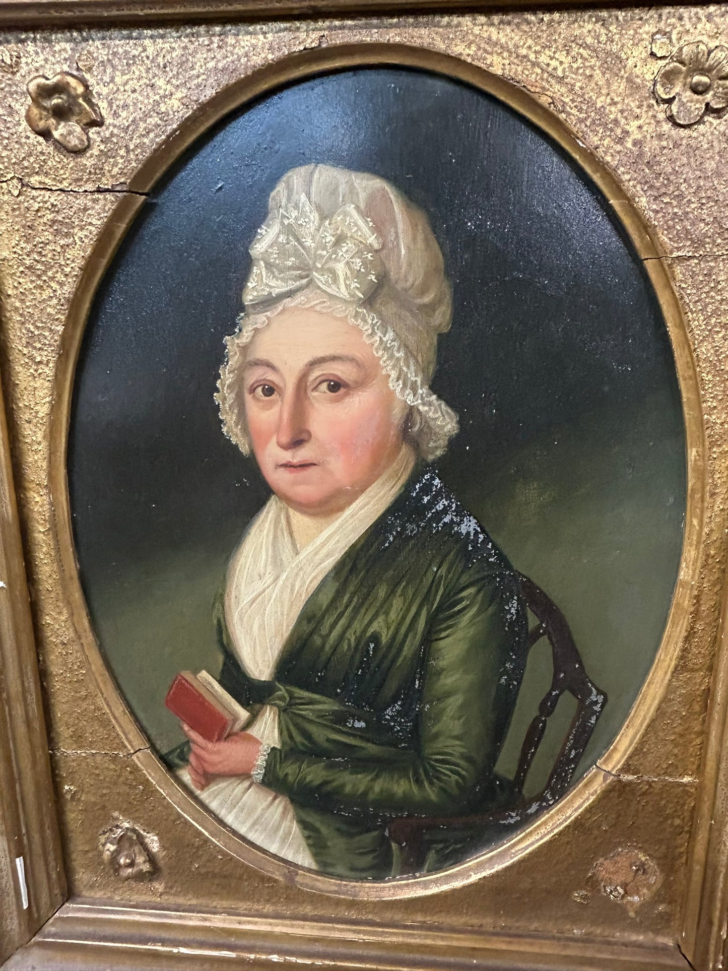 THOMAS PEAT CIRCA 1790 FOLK ART PORTRAIT OF WOMAN
