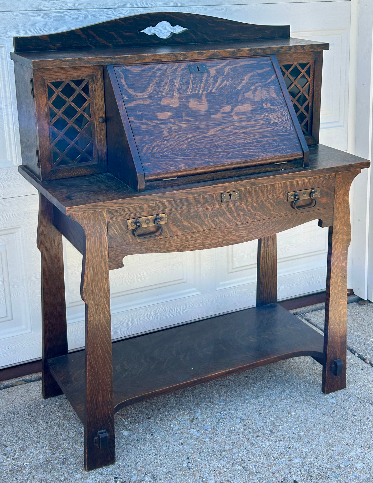 MISSION OAK DROP FRONT ANTIQUE DESK