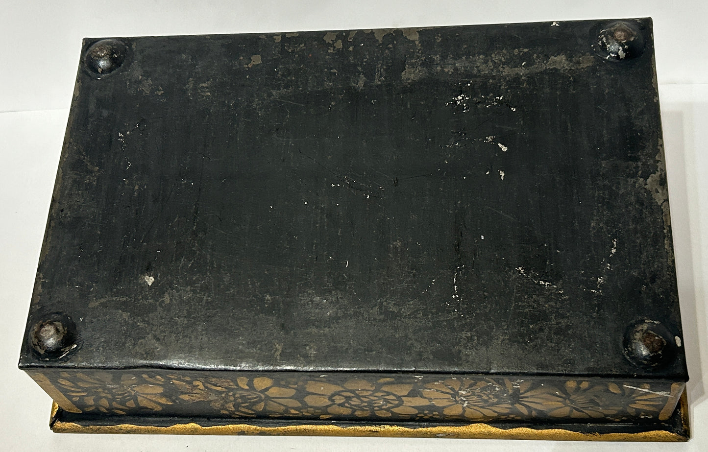 TOLE DECORATED ANTIQUE TINWARE SILVERWARE CADDY
