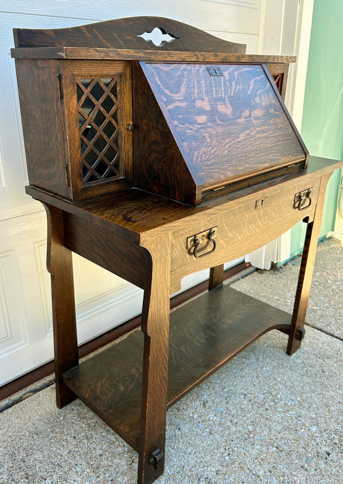 MISSION OAK DROP FRONT ANTIQUE DESK