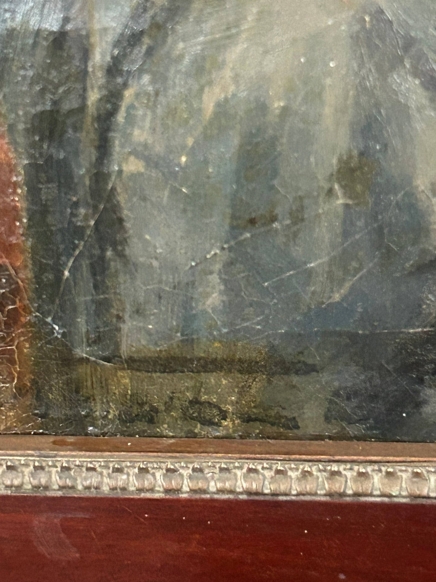 ANTIQUE MID 1800's PORTRAIT OF LADY IN FANCY CLOTHES IN PERIOD FRAME