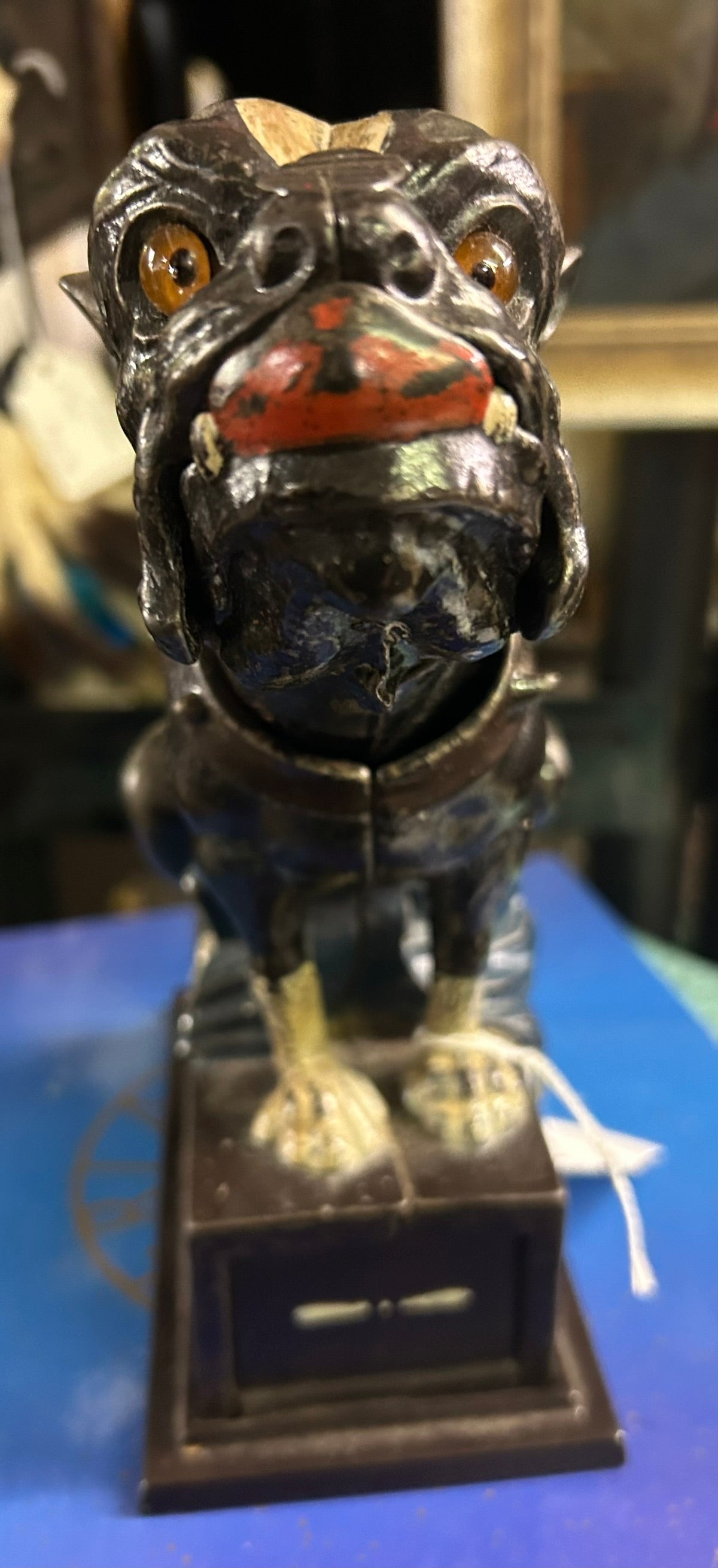 ANTIQUE BULL DOG MECHANICAL BANK IN EXCELLENT CONDITION