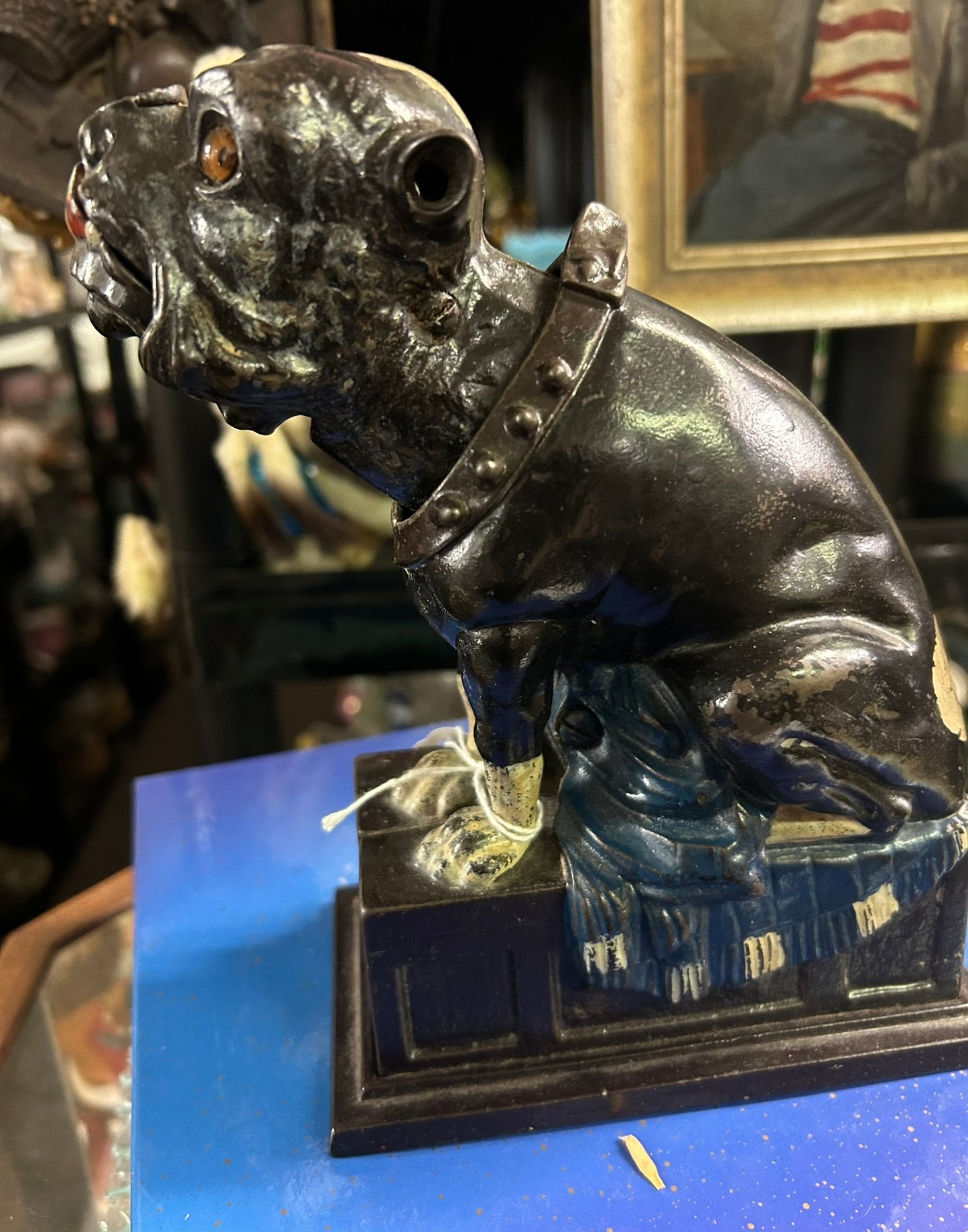 ANTIQUE BULL DOG MECHANICAL BANK IN EXCELLENT CONDITION