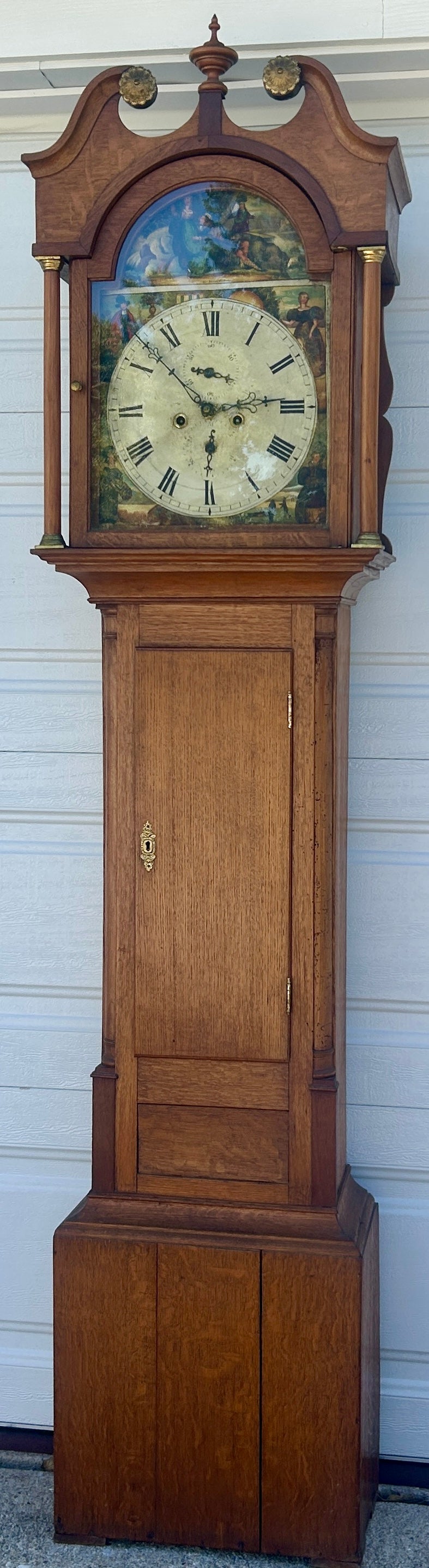 ANTIQUE GRANDFATHER CLOCK FROM EARLY 1800'S WITH FANTASTIC PAINTED DIAL