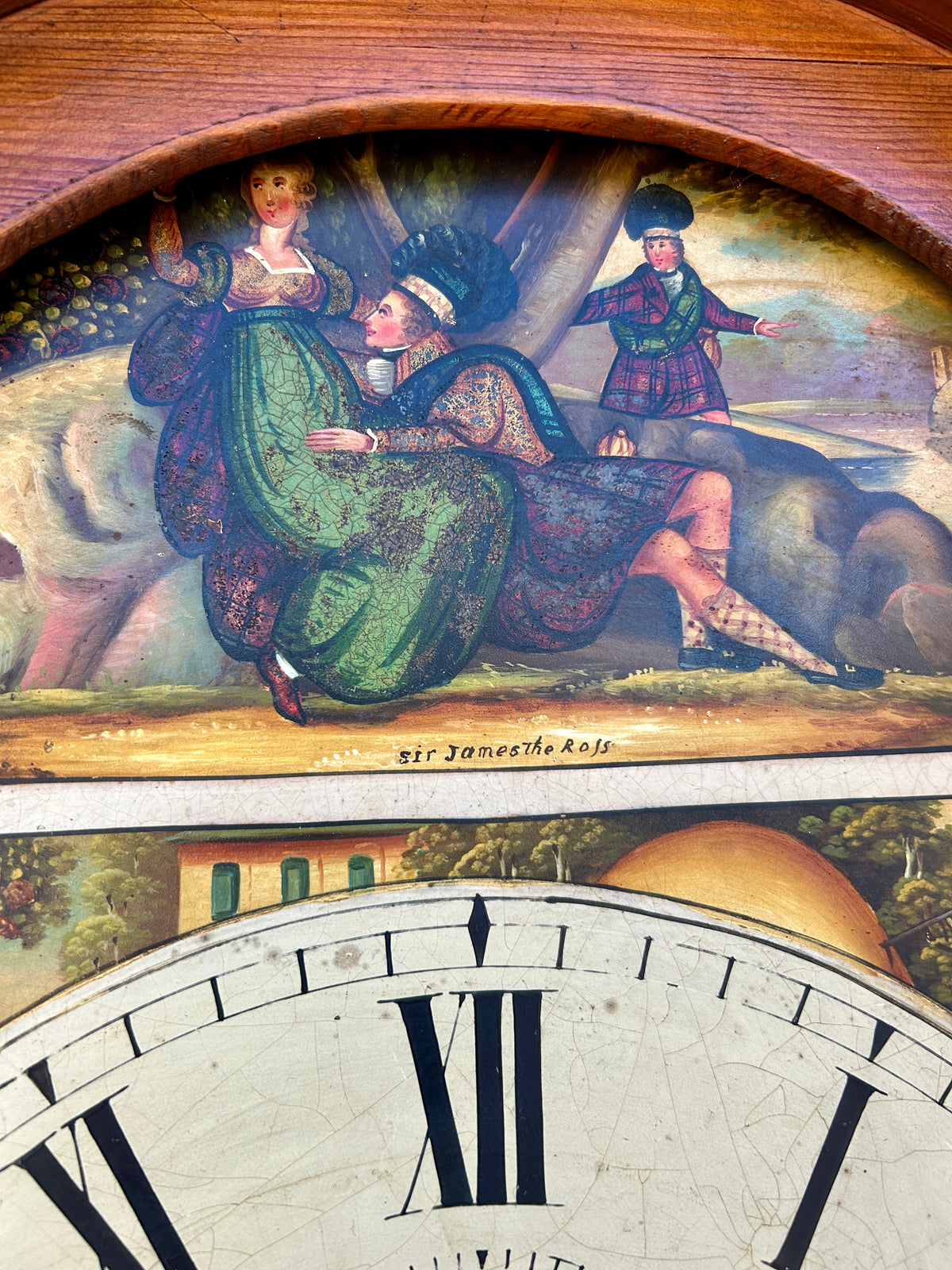 ANTIQUE GRANDFATHER CLOCK FROM EARLY 1800'S WITH FANTASTIC PAINTED DIAL