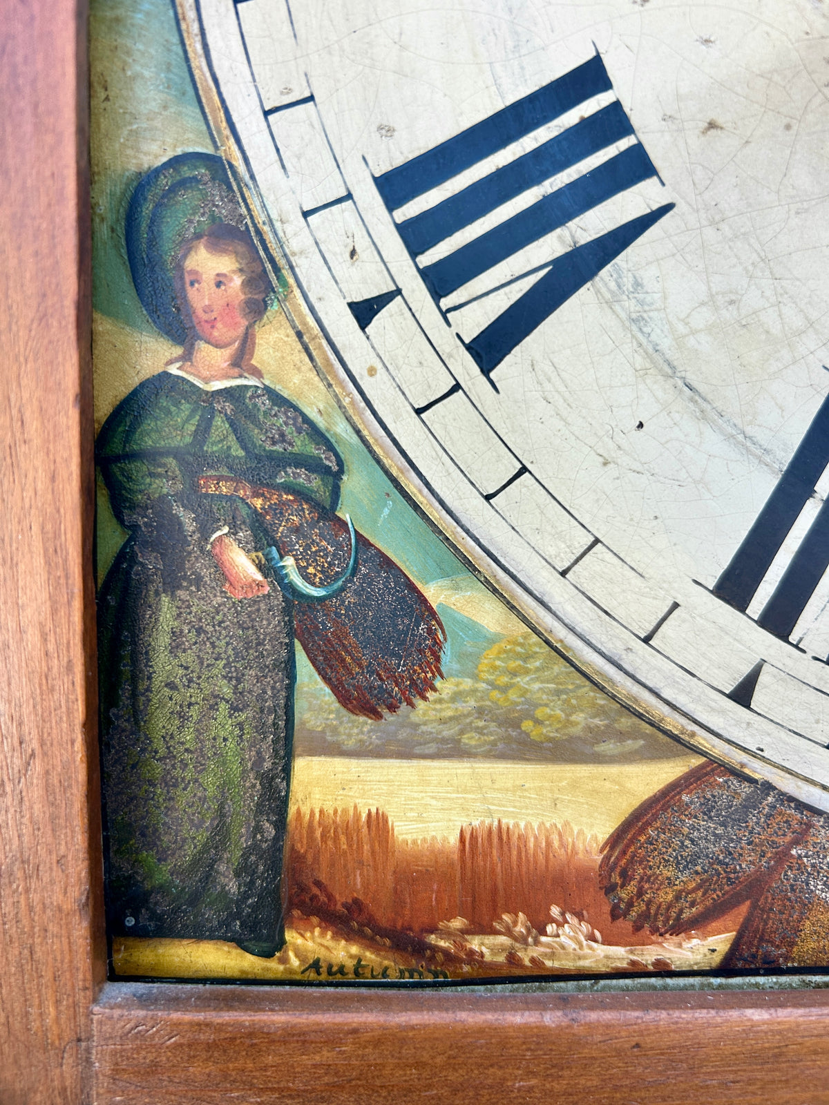 ANTIQUE GRANDFATHER CLOCK FROM EARLY 1800'S WITH FANTASTIC PAINTED DIAL