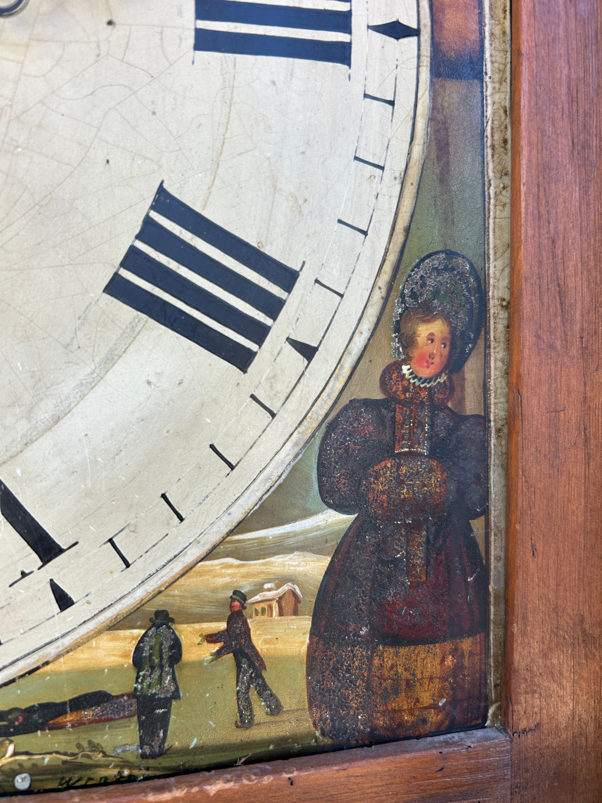 ANTIQUE GRANDFATHER CLOCK FROM EARLY 1800'S WITH FANTASTIC PAINTED DIAL