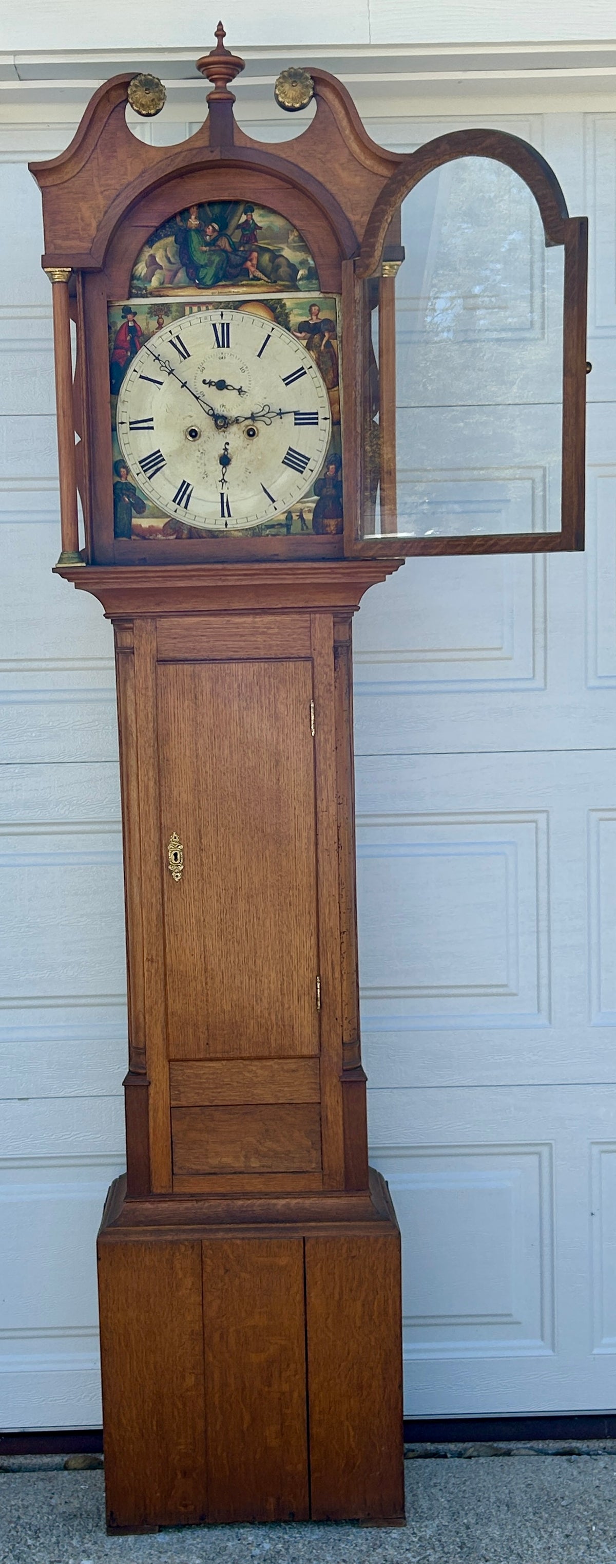ANTIQUE GRANDFATHER CLOCK FROM EARLY 1800'S WITH FANTASTIC PAINTED DIAL