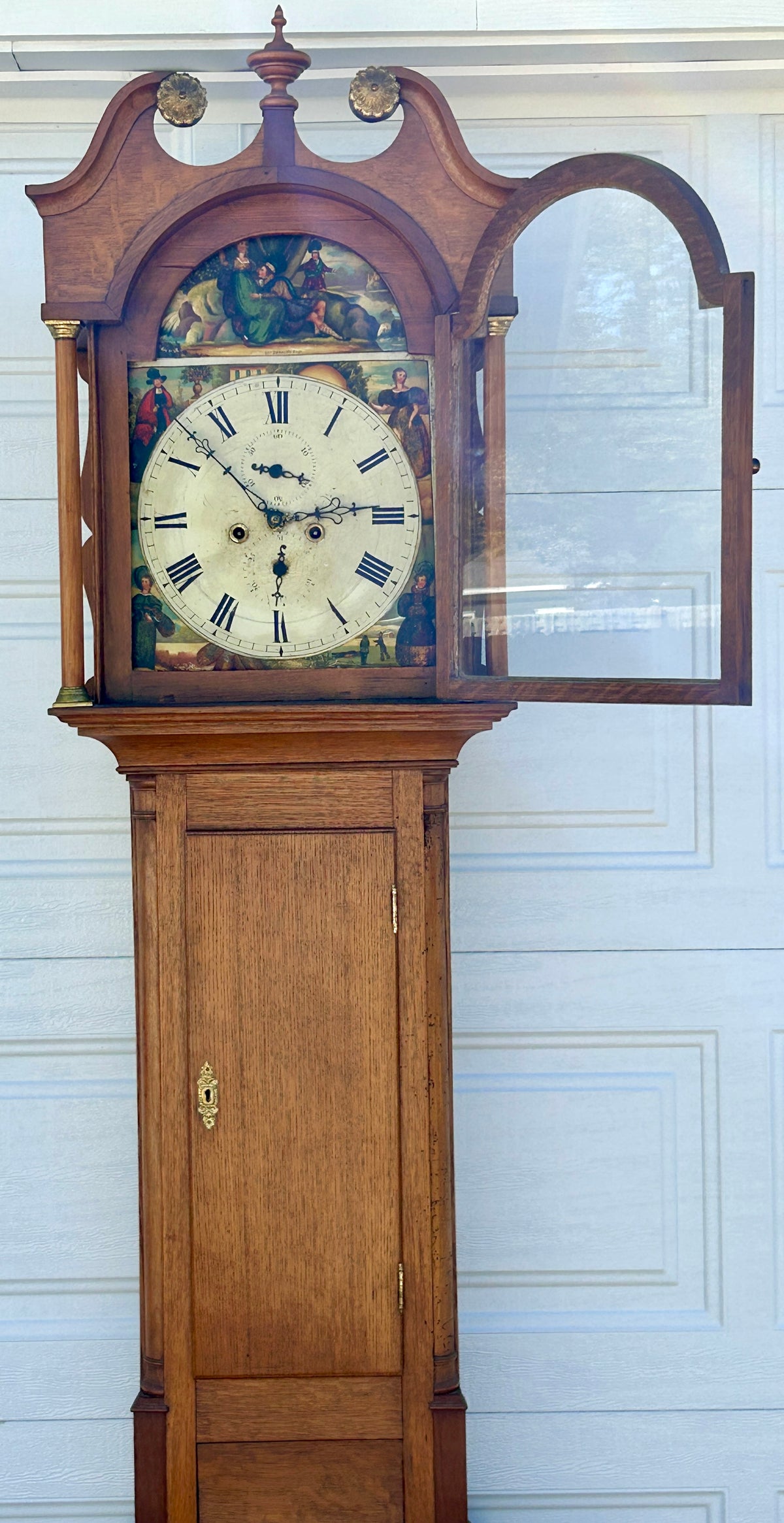 ANTIQUE GRANDFATHER CLOCK FROM EARLY 1800'S WITH FANTASTIC PAINTED DIAL