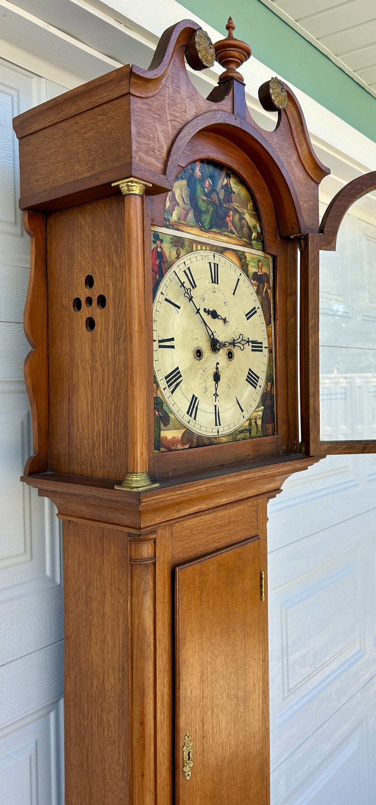 ANTIQUE GRANDFATHER CLOCK FROM EARLY 1800'S WITH FANTASTIC PAINTED DIAL