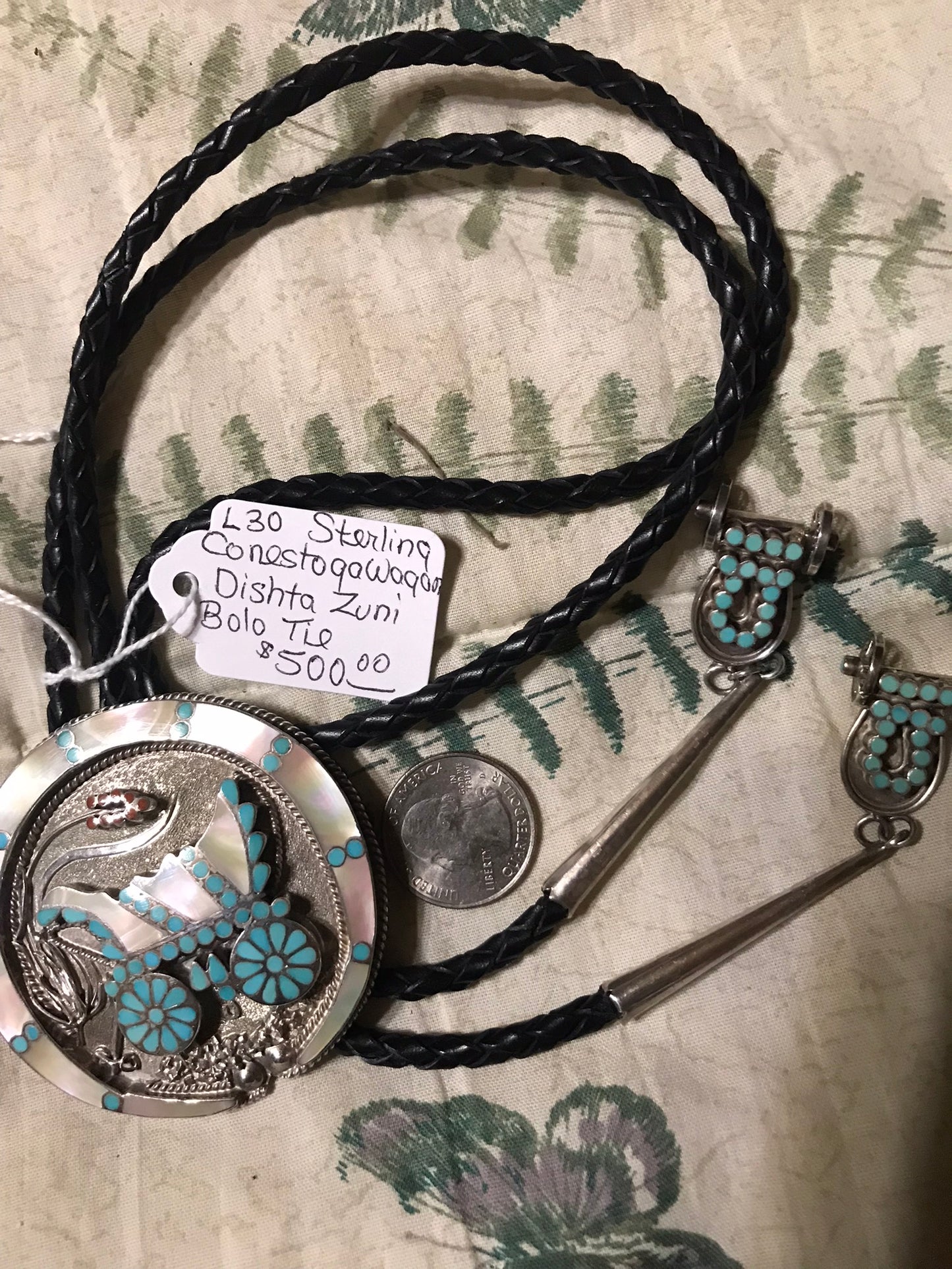 Native American Zuni Sterling Conestoga Wagon Bolo Tie By Dishta