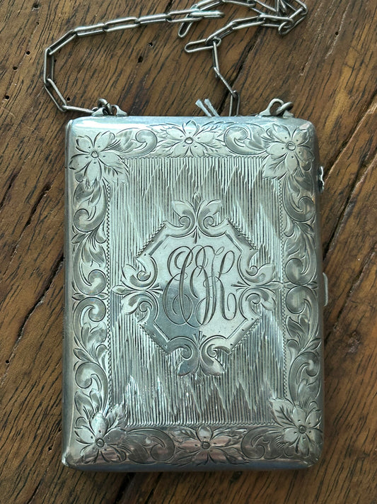 STERLING ANTIQUE COIN AND VANITY CASE BY HUTTON & SONS