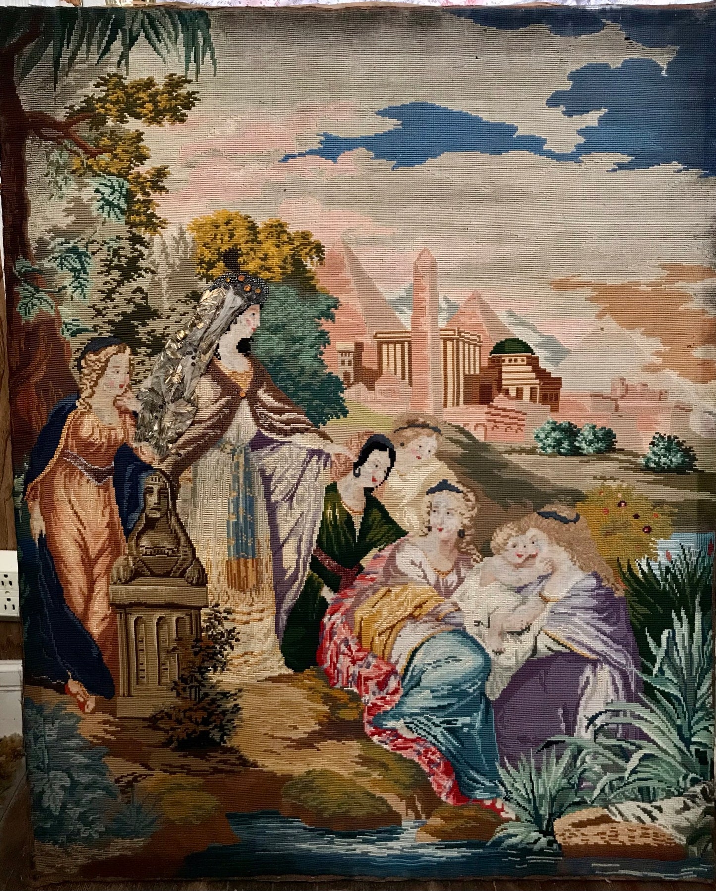 ANTIQUE NEEDLEPOINT FROM URSULINE CONVENT, DECATUR, ILLINOIS