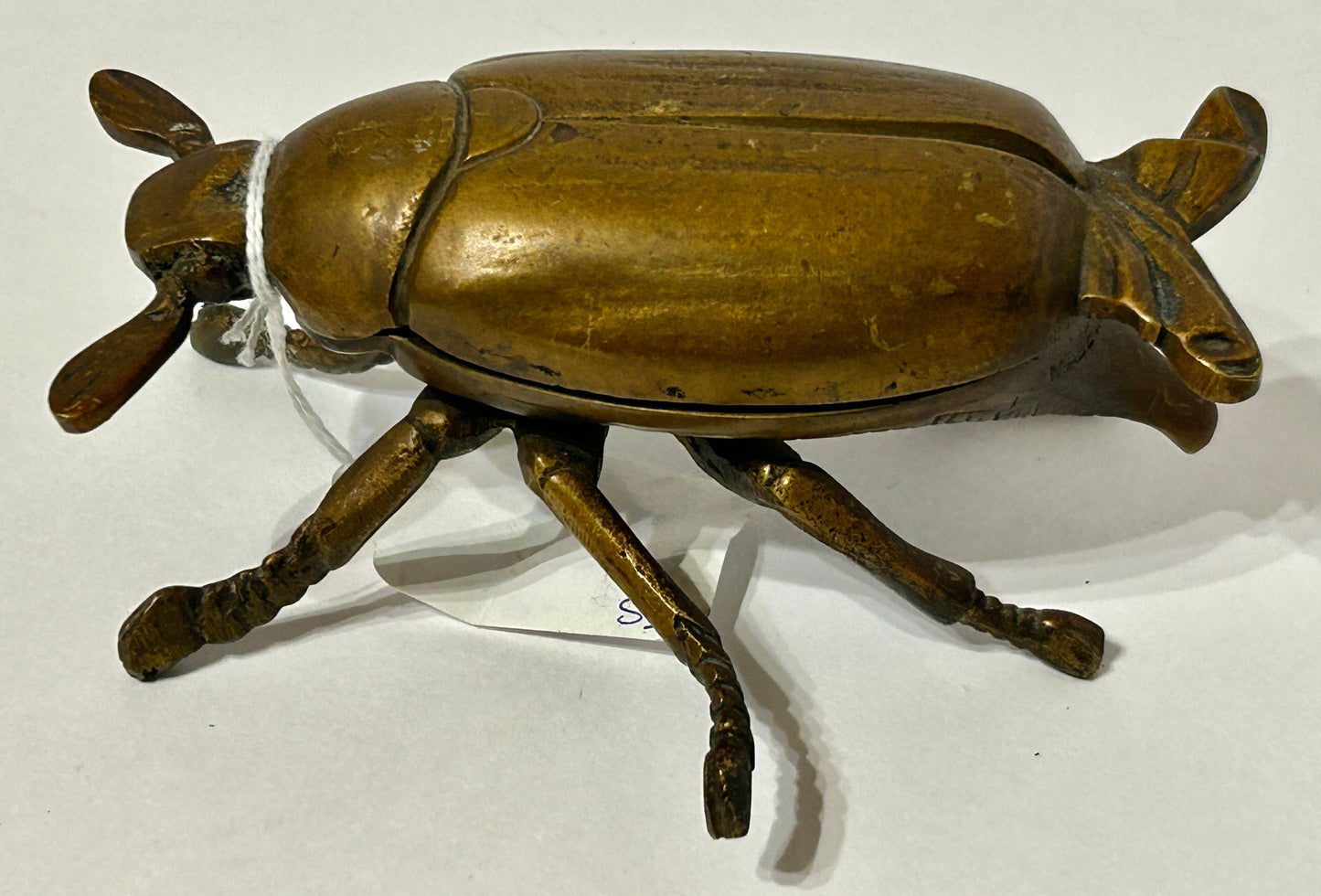 ANTIQUE CAST BRASS BEETLE MATCH HOLDER