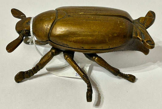 ANTIQUE CAST BRASS BEETLE MATCH HOLDER