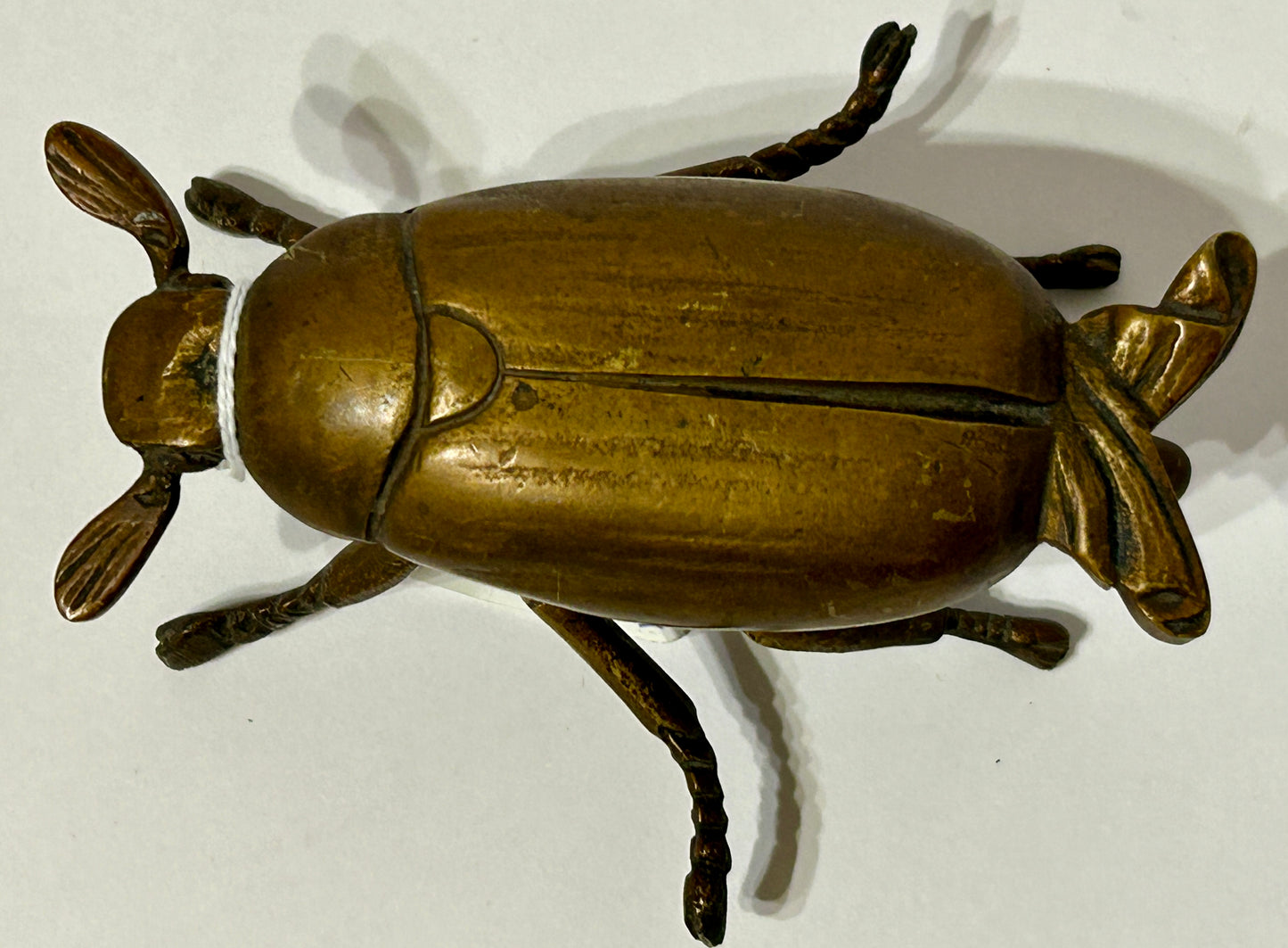ANTIQUE CAST BRASS BEETLE MATCH HOLDER
