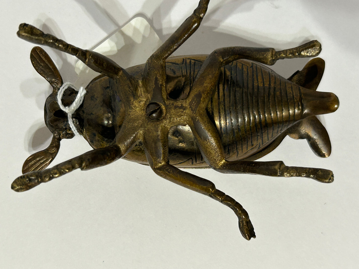 ANTIQUE CAST BRASS BEETLE MATCH HOLDER