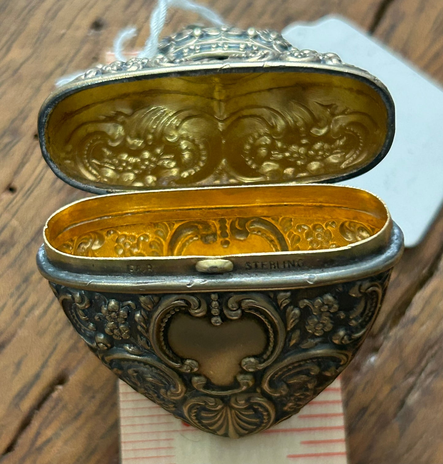 STERLING SILVER FOSTER & BAILEY ANTIQUE HEART SHAPE LOCKET OR BOX