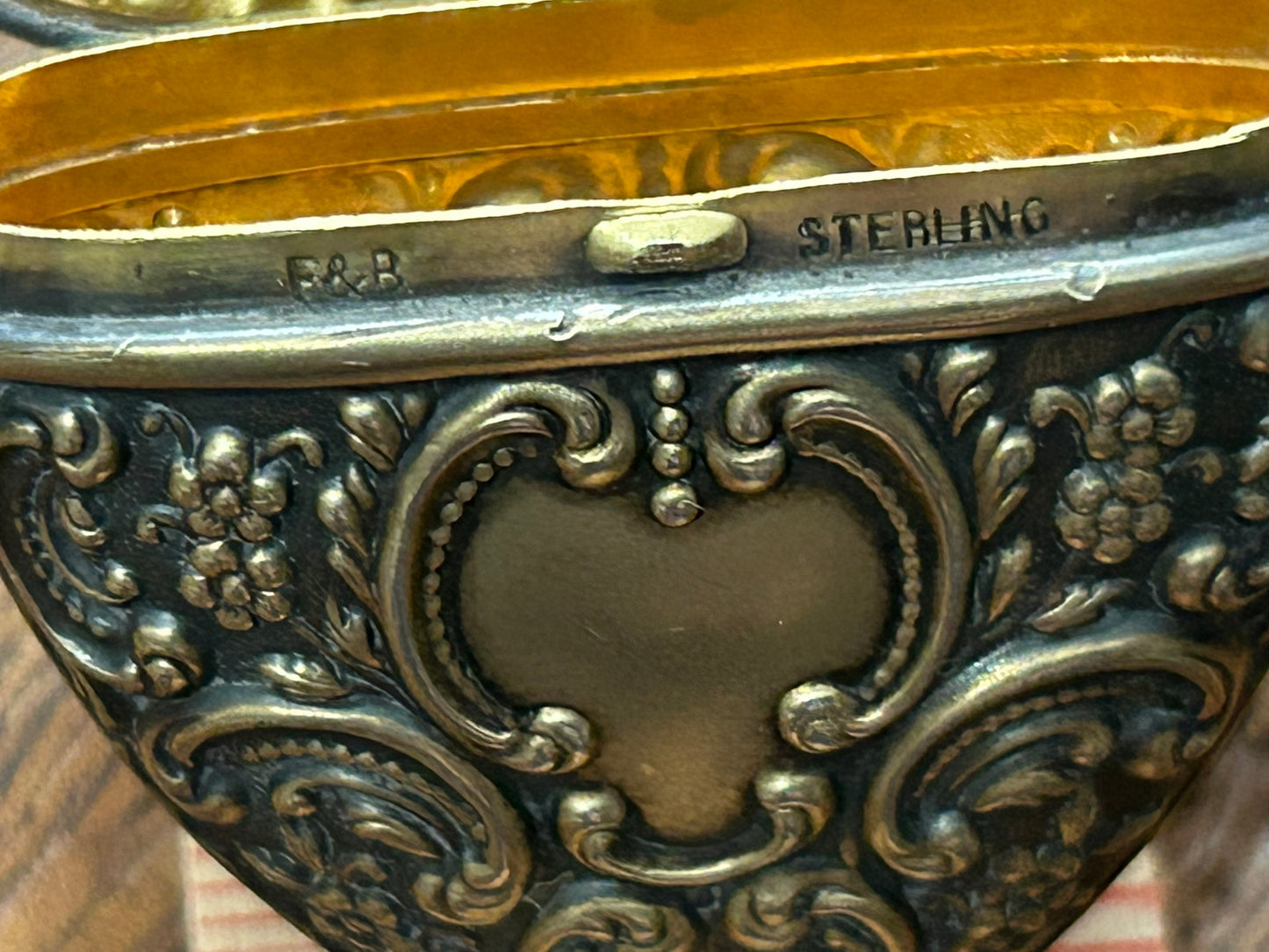 STERLING SILVER FOSTER & BAILEY ANTIQUE HEART SHAPE LOCKET OR BOX