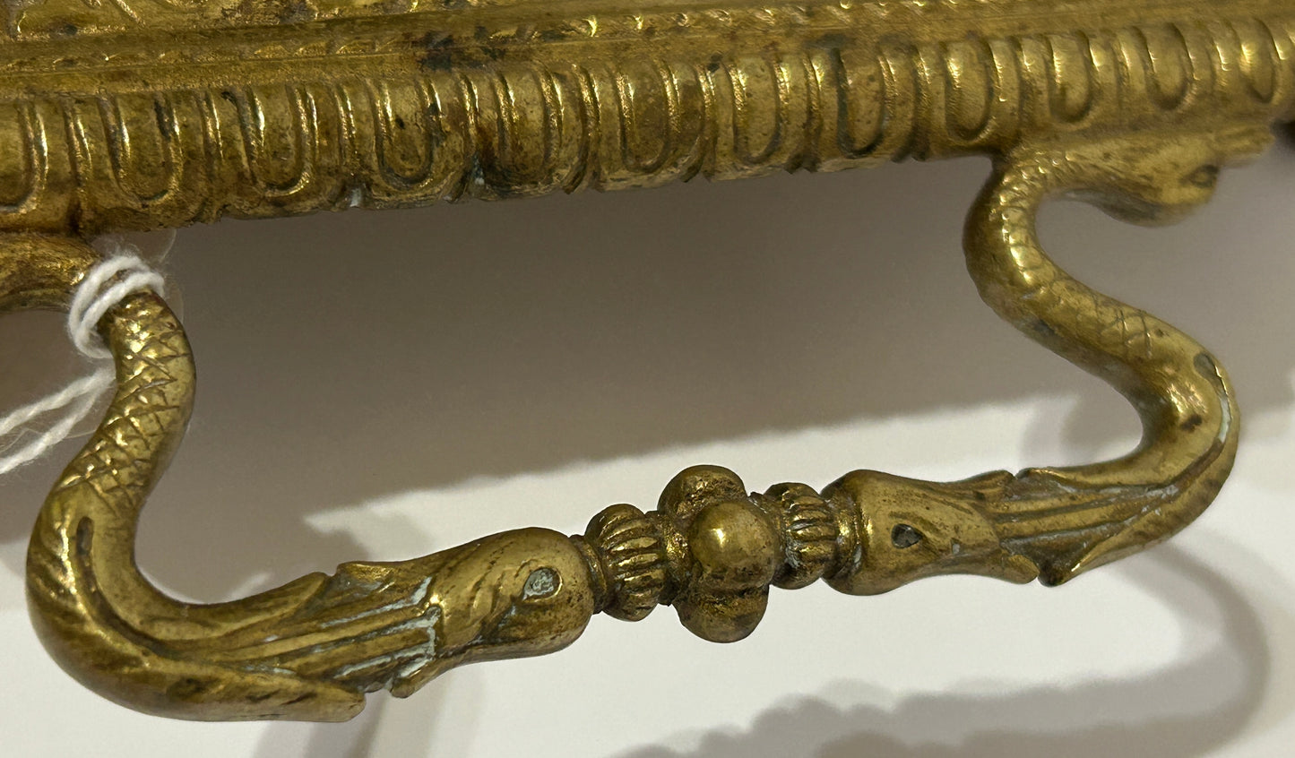 ANTIQUE INKWELL BRASS WITH FANCY HUMAN AND ANIMAL FIGURES