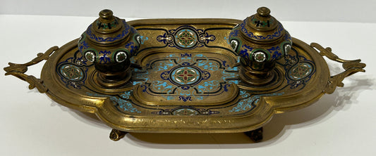 FRENCH ENAMEL ANTIQUE INKWELL