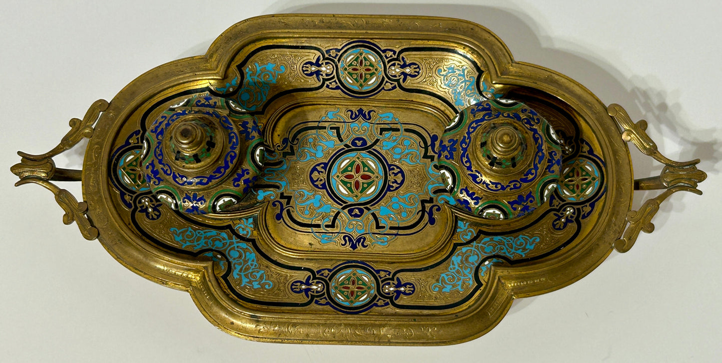 FRENCH ENAMEL ANTIQUE INKWELL