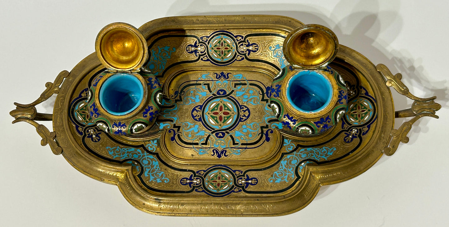 FRENCH ENAMEL ANTIQUE INKWELL