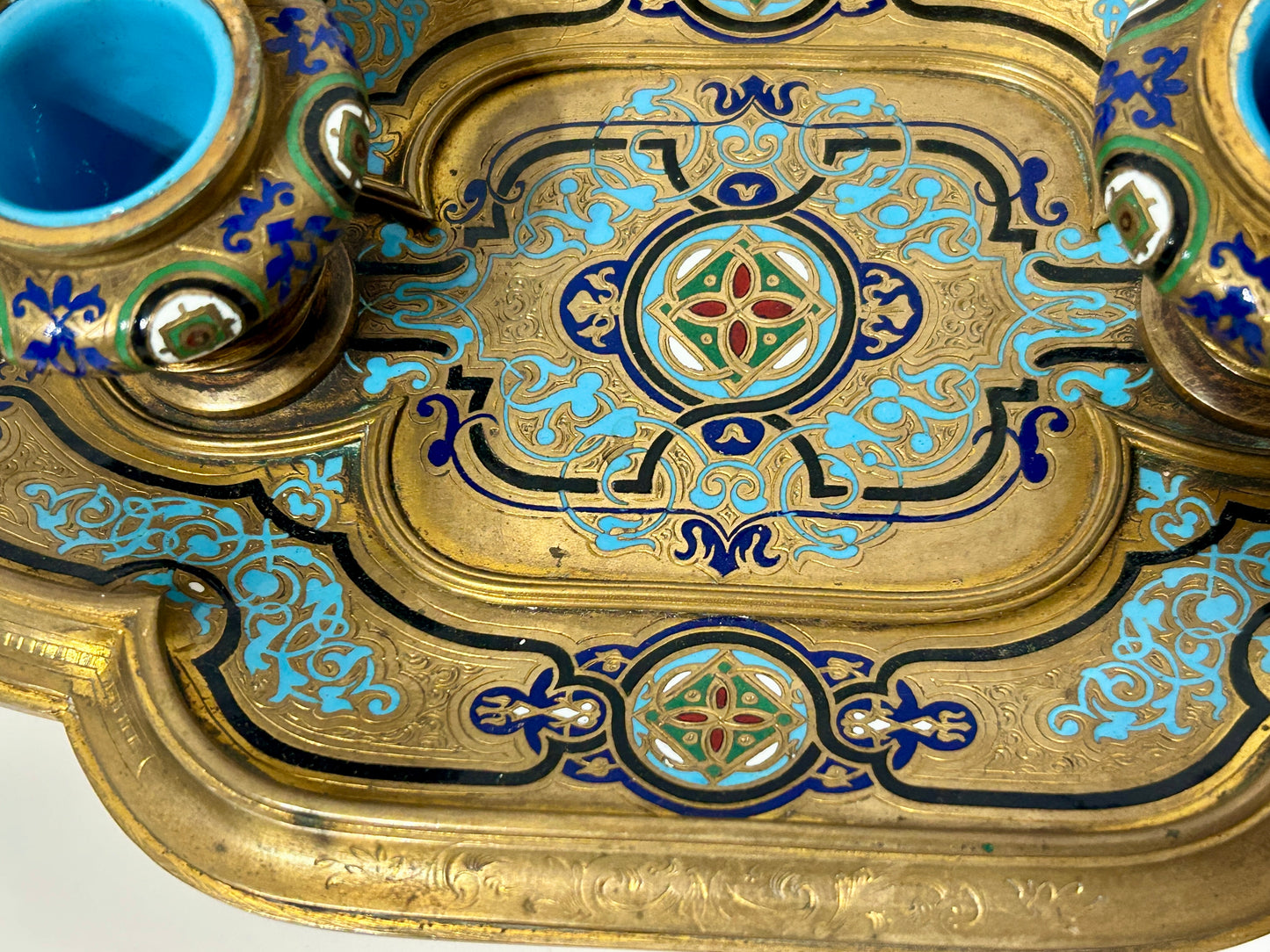 FRENCH ENAMEL ANTIQUE INKWELL