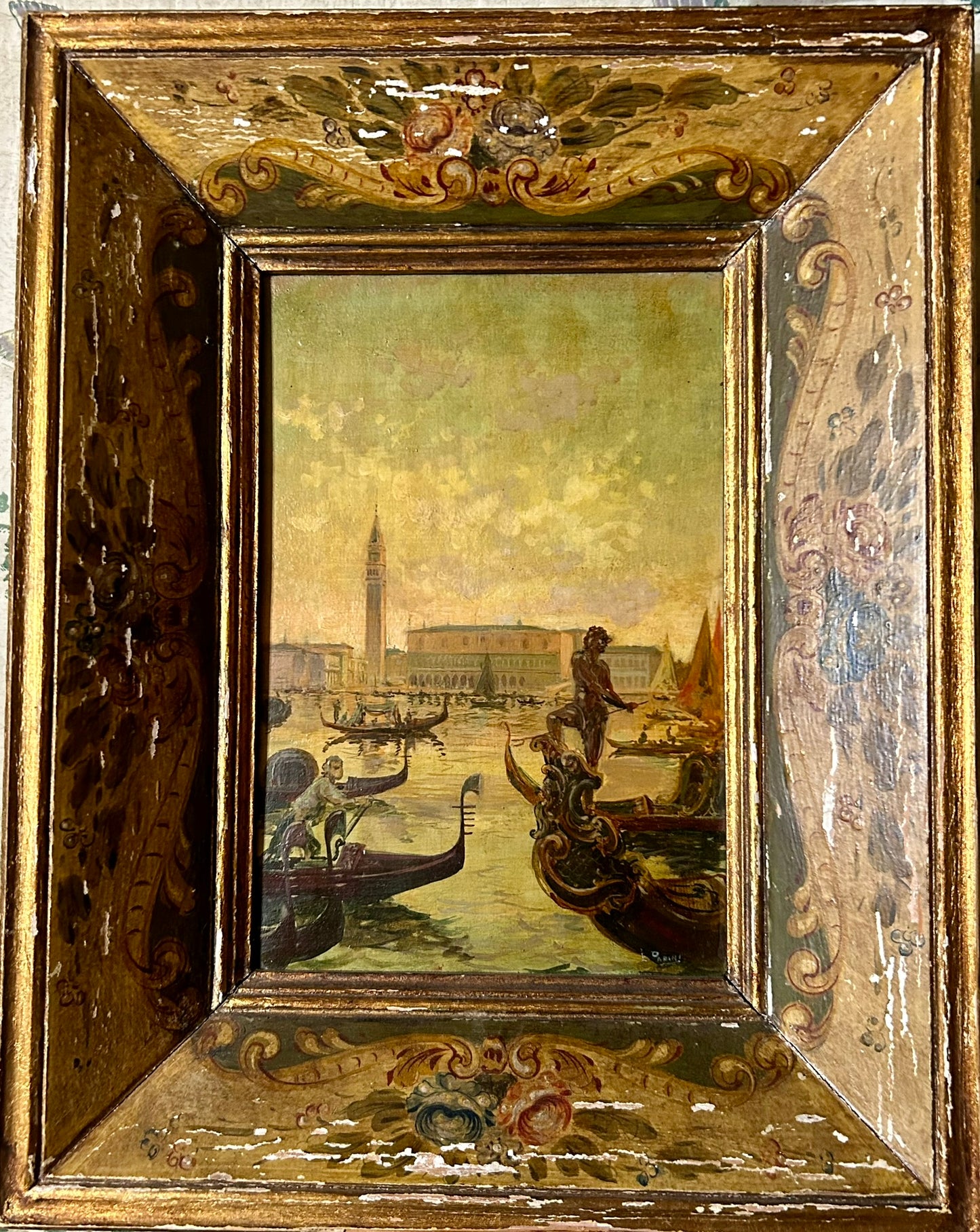 ITALIAN CANAL PAINTINGS BY EMILLIO PAPINI 1870-1950 IN GREAT FRAMES