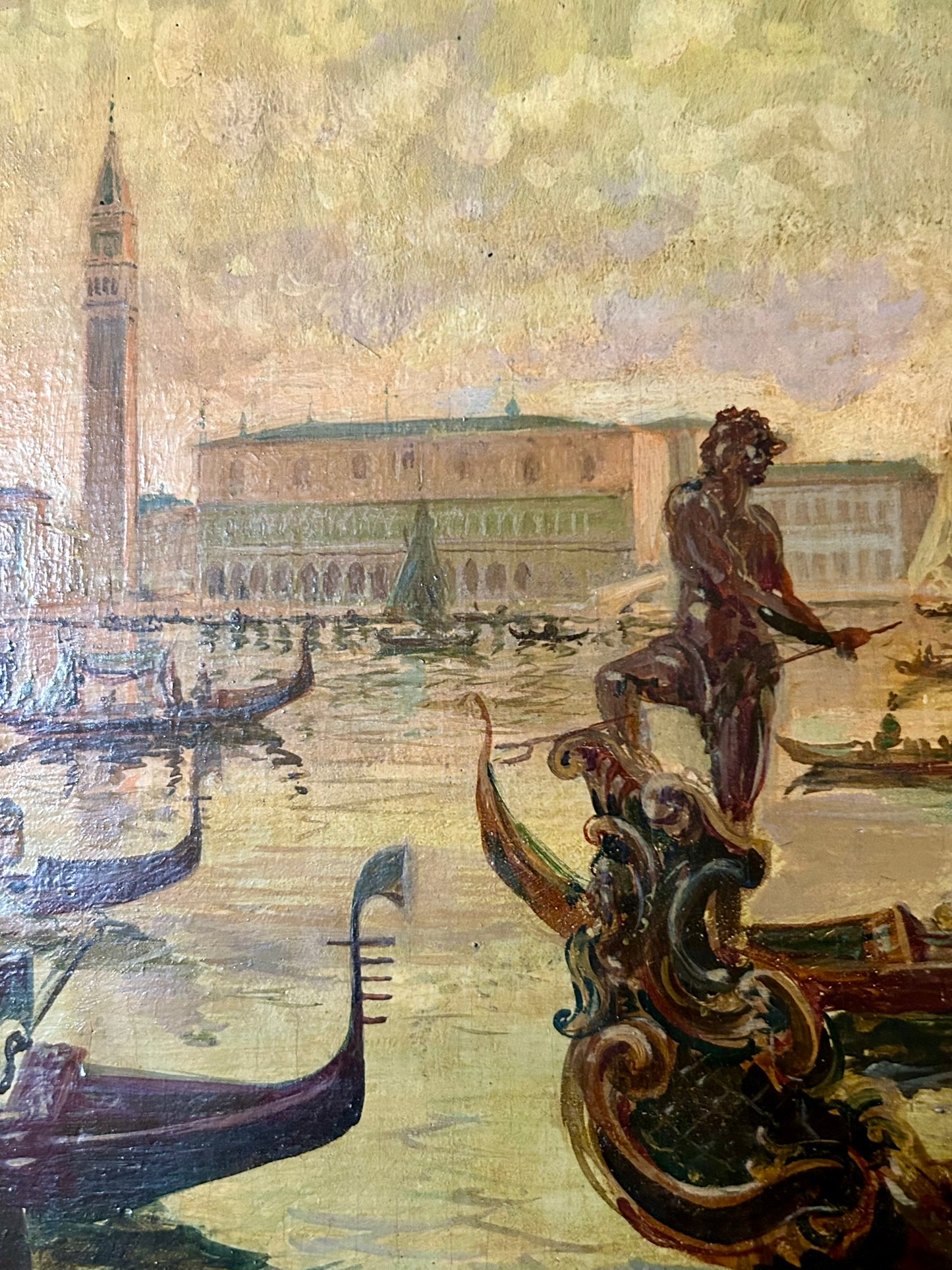 ITALIAN CANAL PAINTINGS BY EMILLIO PAPINI 1870-1950 IN GREAT FRAMES