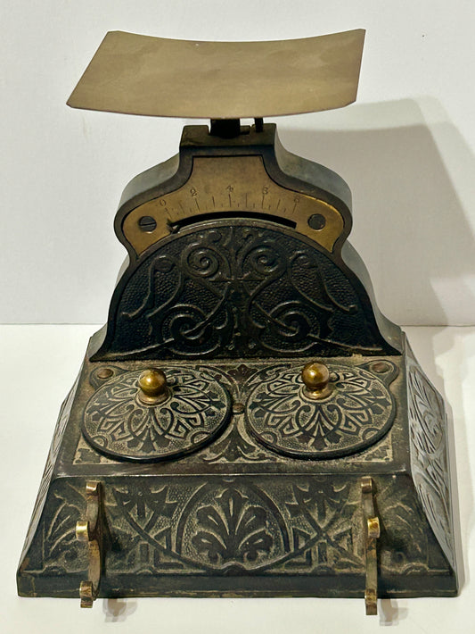 CAST IRON INKWELL WITH POSTAL SCALE