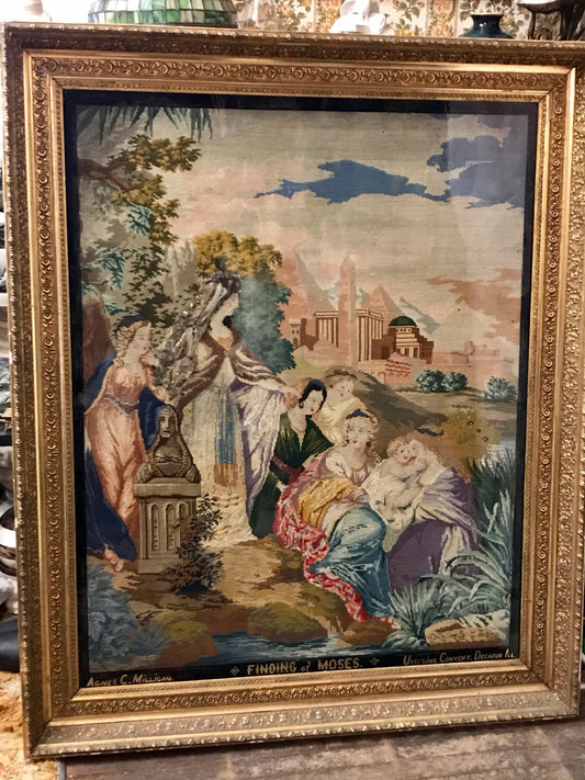 ANTIQUE NEEDLEPOINT FROM URSULINE CONVENT, DECATUR, ILLINOIS