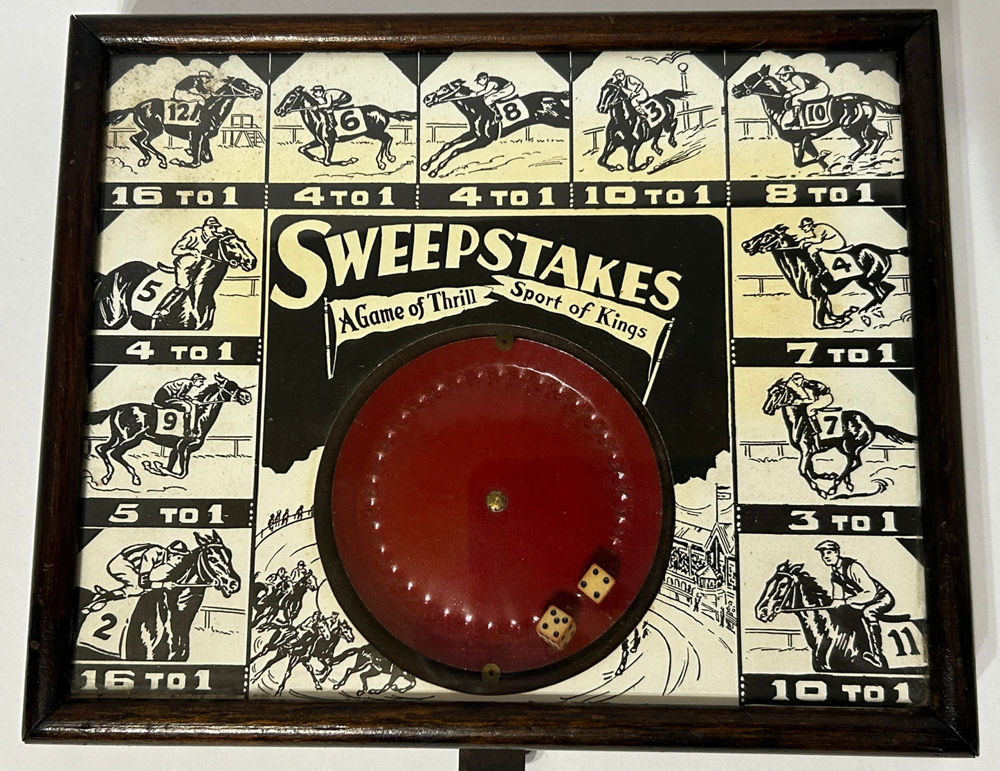 ANTIQUE DICE GAME SWEEPSTAKES HORSE RACE