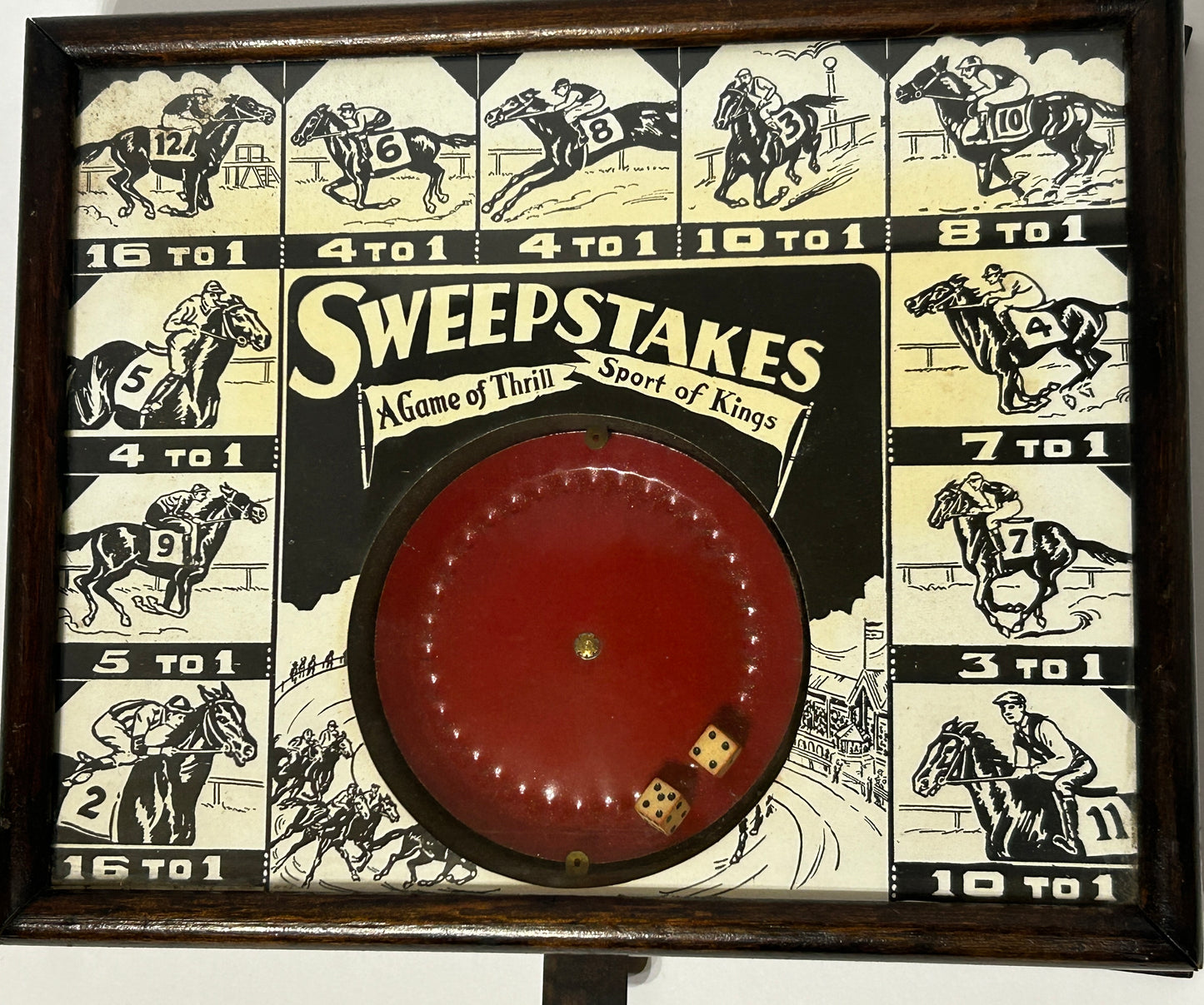 ANTIQUE DICE GAME SWEEPSTAKES HORSE RACE