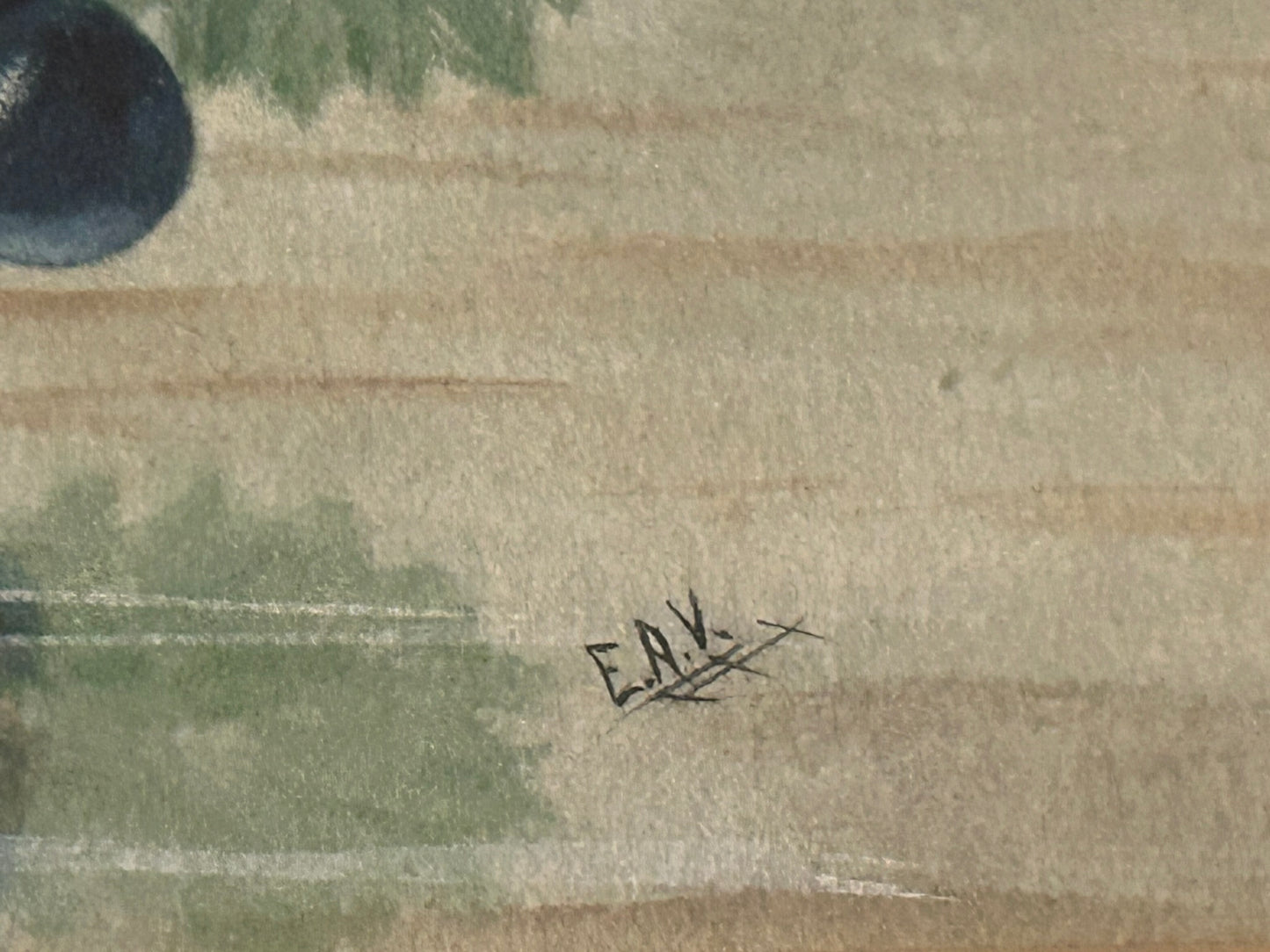 WATERCOLOR STILL LIFE PAINTING OF FRUIT EARLY 1900'S